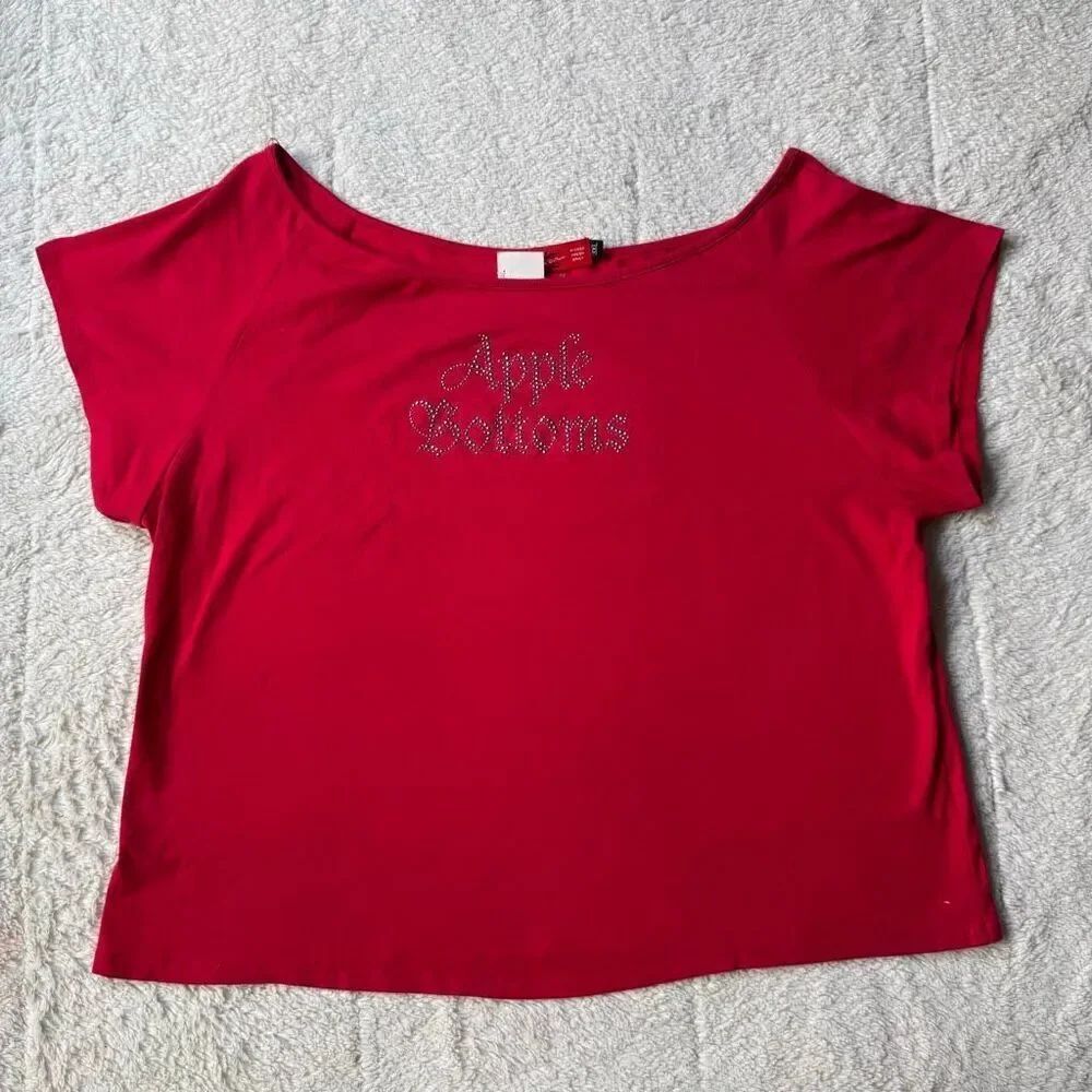 NWOT Apple Bottoms Rhinestone Logo Tee – Y2K Baby Tee Top Blouse